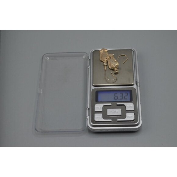 Sterling Silver Drop Earrings Carved Fish on Hooks 6.3 g Sterling 925 2" - Picture 6 of 6